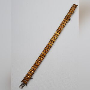 Art Deco Gold Double Channel Set Rhinestone Bracelet 1940's